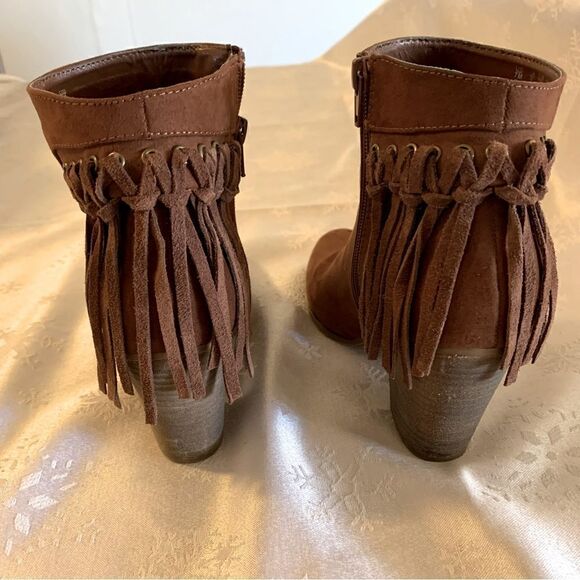 Carlos Santana Ankle Boots ‘Twilight’ Chocolate Suede & Fringes Sz 7 Gorgeous - Picture 4 of 9